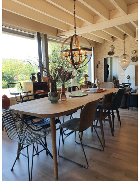 Table scandinave en teck massif naturel recyclé 260 cm
