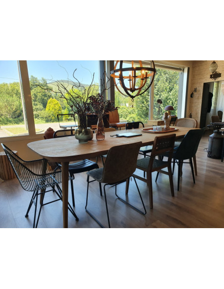 Table scandinave en teck massif naturel recyclé 260 cm