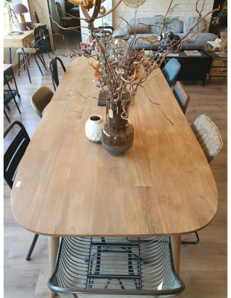 Table scandinave en teck massif naturel recyclé 260 cm