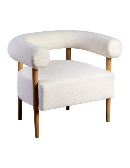 Fauteuil moderne en tissu moumoute et hévéa
