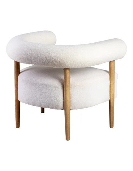 Fauteuil moderne en tissu moumoute et hévéa
