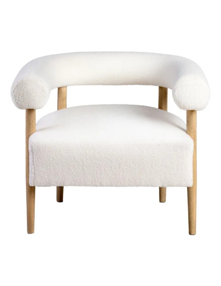 Fauteuil moderne en tissu moumoute et hévéa