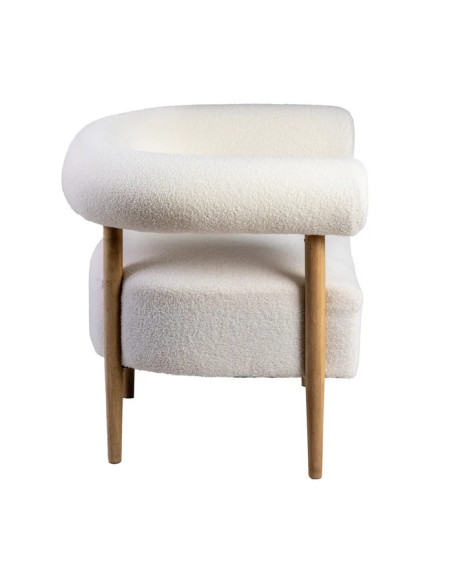 Fauteuil moderne en tissu moumoute et hévéa