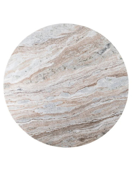 Table à manger ronde en manguier et marbre 120 cm