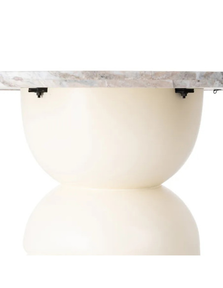 Table à manger ronde en manguier et marbre 120 cm