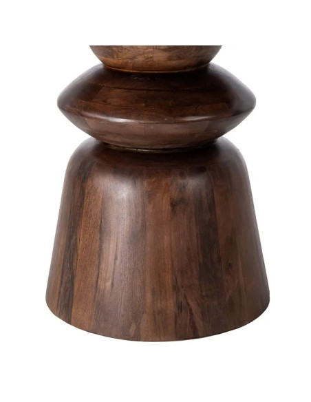 Table à dîner ronde en marbre et manguier