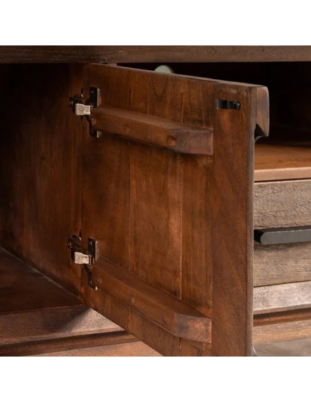 Grand meuble TV en manguier teinté 200 cm