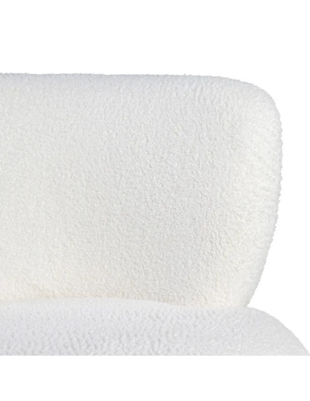 Fauteuil bas en tissu blanc et pieds hévéa noirs