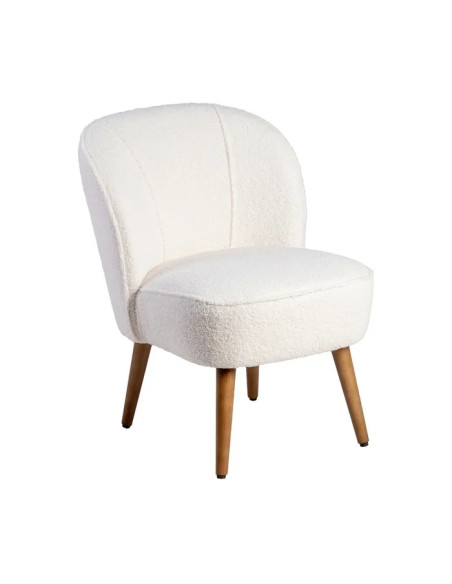 Fauteuil rétro en tissu et bois d'hévéa