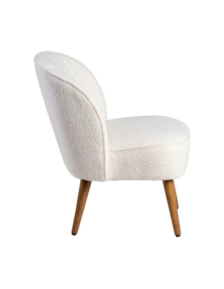 Fauteuil rétro en tissu et bois d'hévéa