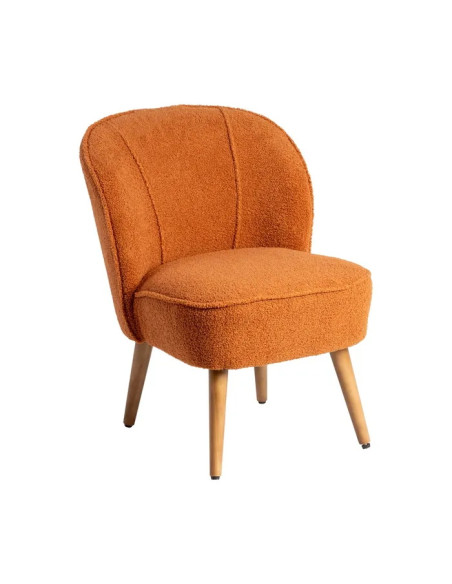 Fauteuil rétro en tissu et bois d'hévéa