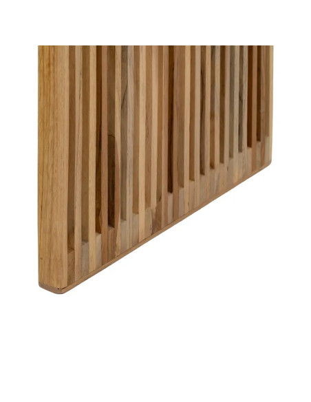 Lot de 2 banquettes en teck et tissu beige