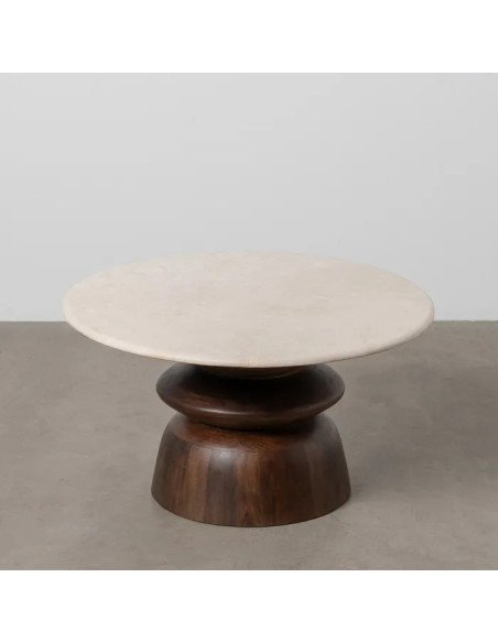 Table basse en manguier et marbre 75 cm