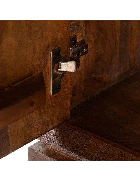 Grand bahut 4 portes en bois de manguier teinté 190 cm