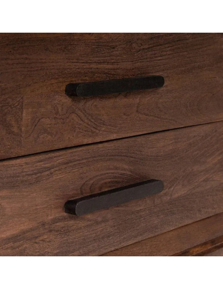 Armoire haute 2 portes 2 tiroirs en manguier teinté