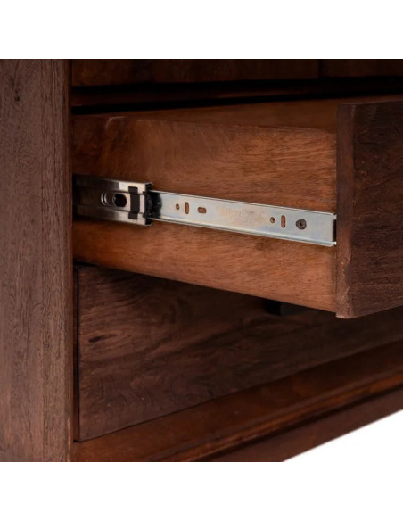 Armoire haute 2 portes 2 tiroirs en manguier teinté