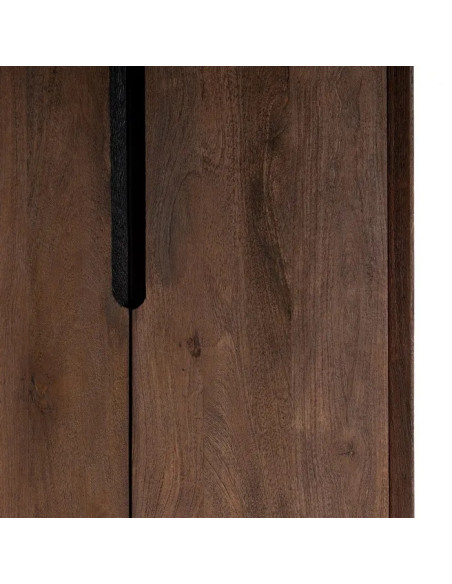 Armoire haute 2 portes 2 tiroirs en manguier teinté