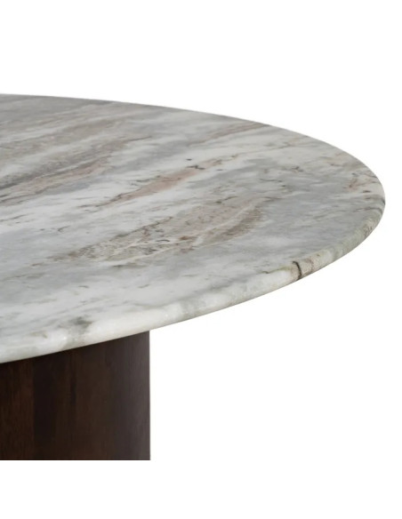Lot de 2 tables basses rondes en manguier et marbre