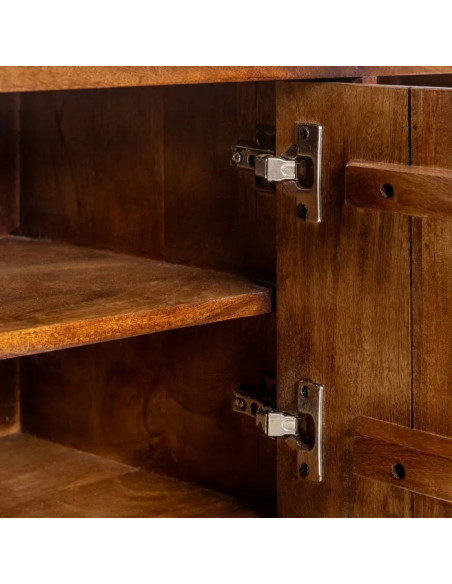 Meuble TV rétro 2 portes et 2 niches latérales