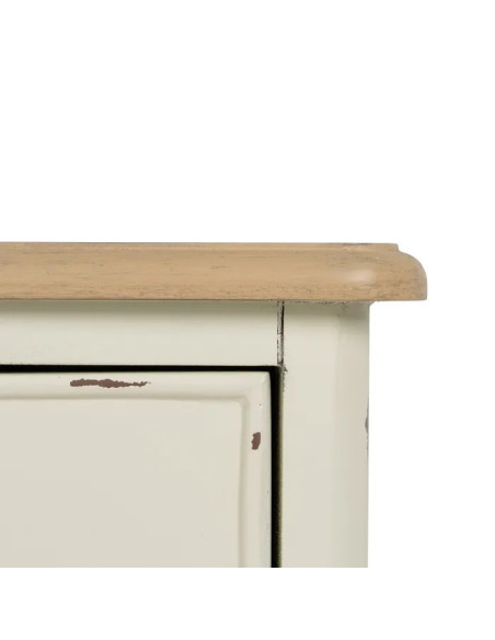 Commode 3 tiroirs crème et plateau naturel