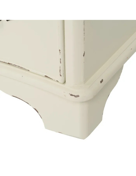 Commode 3 tiroirs crème et plateau naturel