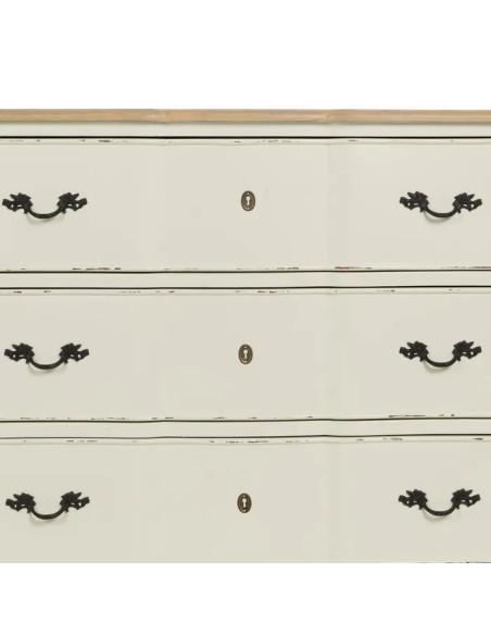 Commode 3 tiroirs crème et plateau naturel