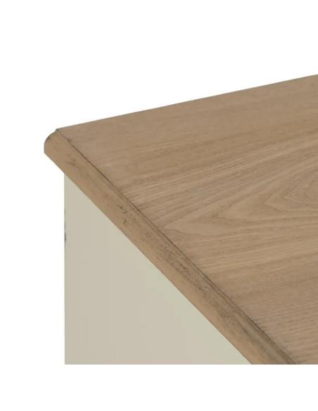 Commode 3 tiroirs crème et plateau naturel