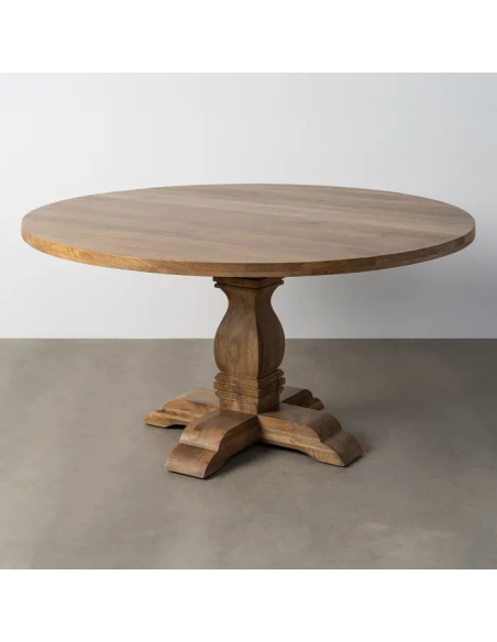 Table de repas ronde en manguier pied central