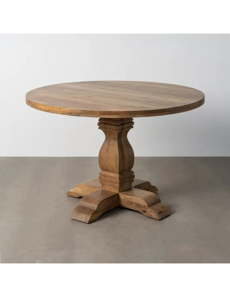 Table de repas ronde en manguier pied central
