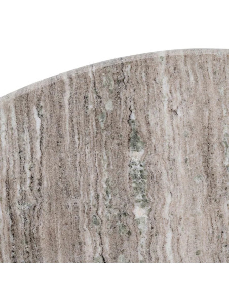 Table de repas ronde en manguier teinté et marbre 115 cm