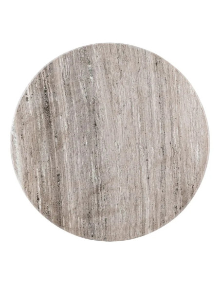 Table de repas ronde en manguier teinté et marbre 115 cm