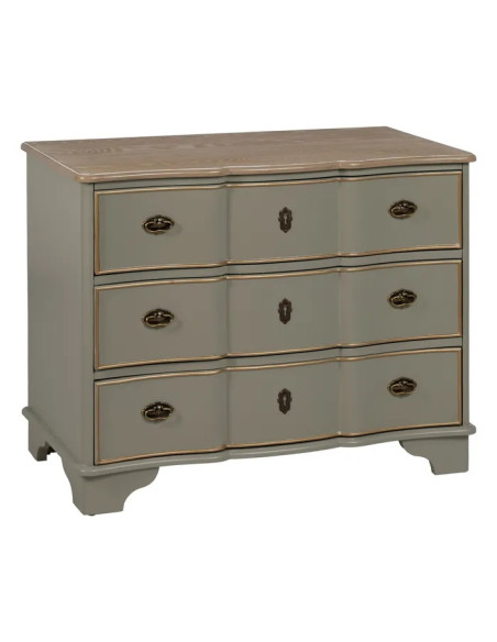 Commode 3 tiroirs taupe et liseré doré