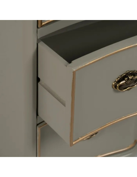 Commode 3 tiroirs taupe et liseré doré