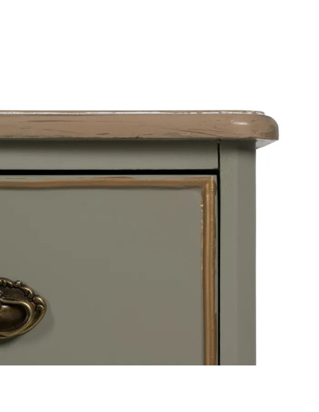 Commode 3 tiroirs taupe et liseré doré