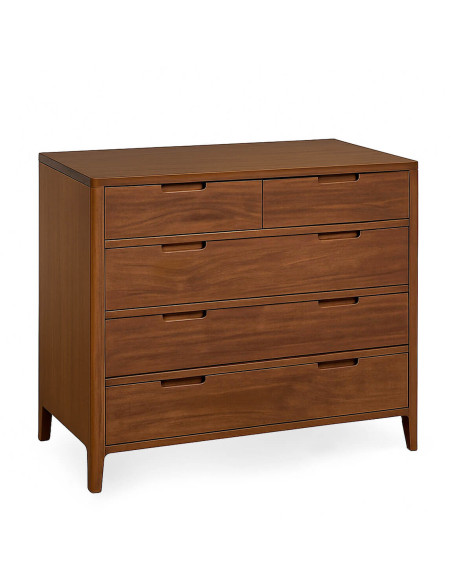 Commode 5 tiroirs en bois d'acajou