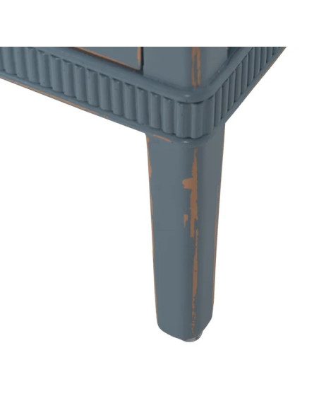 Table de chevet en bois patinée avec 3 tiroirs