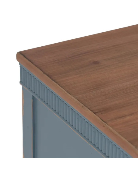 Table de chevet en bois patinée avec 3 tiroirs