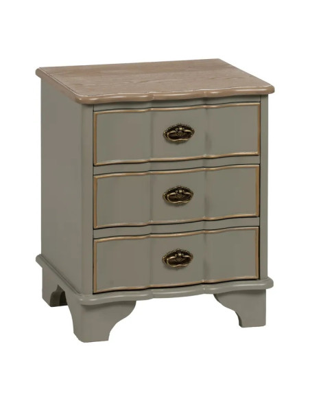 Table de chevet avec 3 tiroirs et liseré doré