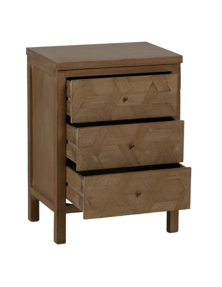 Table de chevet en paulownia avec tiroirs