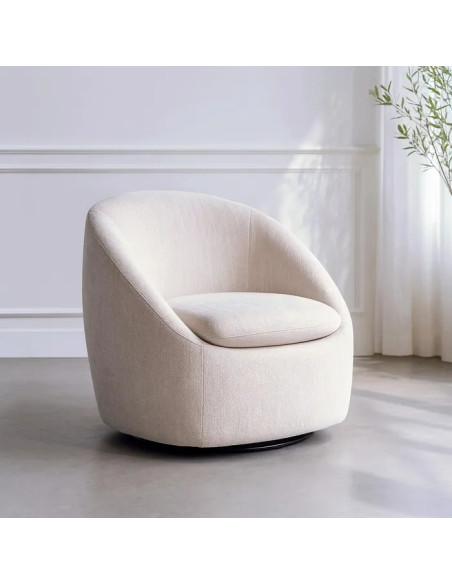 Fauteuil rotatif en tissu avec coussin d'assise