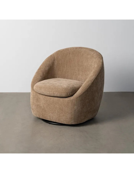 Fauteuil rotatif en tissu avec coussin d'assise