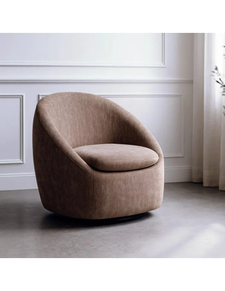 Fauteuil rotatif en tissu avec coussin d'assise