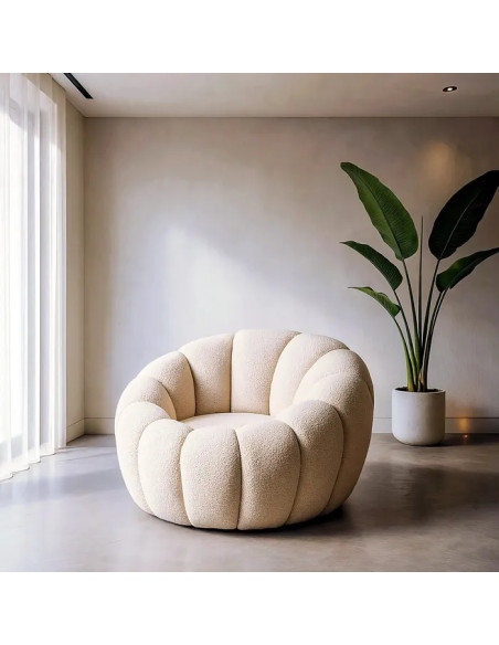 Fauteuil confortable boule en tissu Fleur