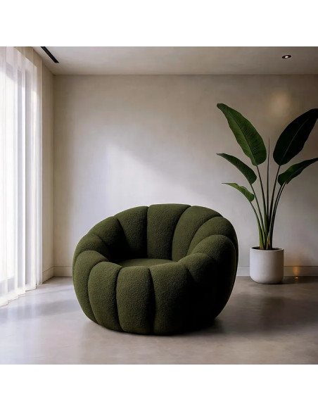 Fauteuil confortable boule en tissu Fleur