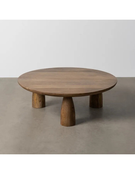 Table basse ronde en manguier pieds ronds