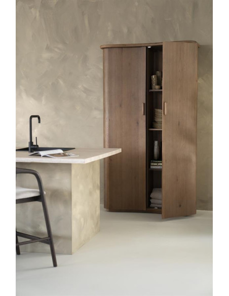 Armoire haute 2 portes en chêne Vague