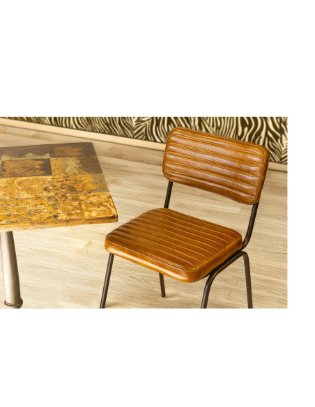Chaise de repas en cuir effet vintage