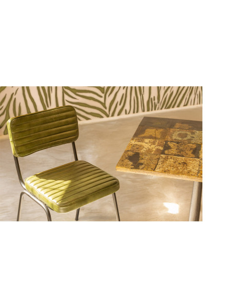 Chaise de repas en cuir effet vintage