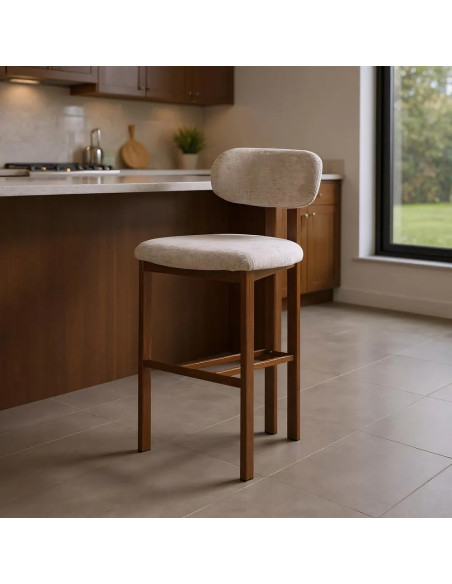 Lot de 2 Chaises de bar en tissu beige