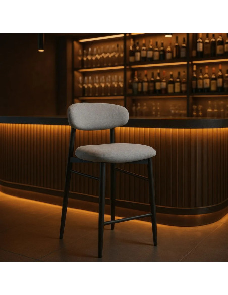 Set de 2 Chaises de bar en tissu gris